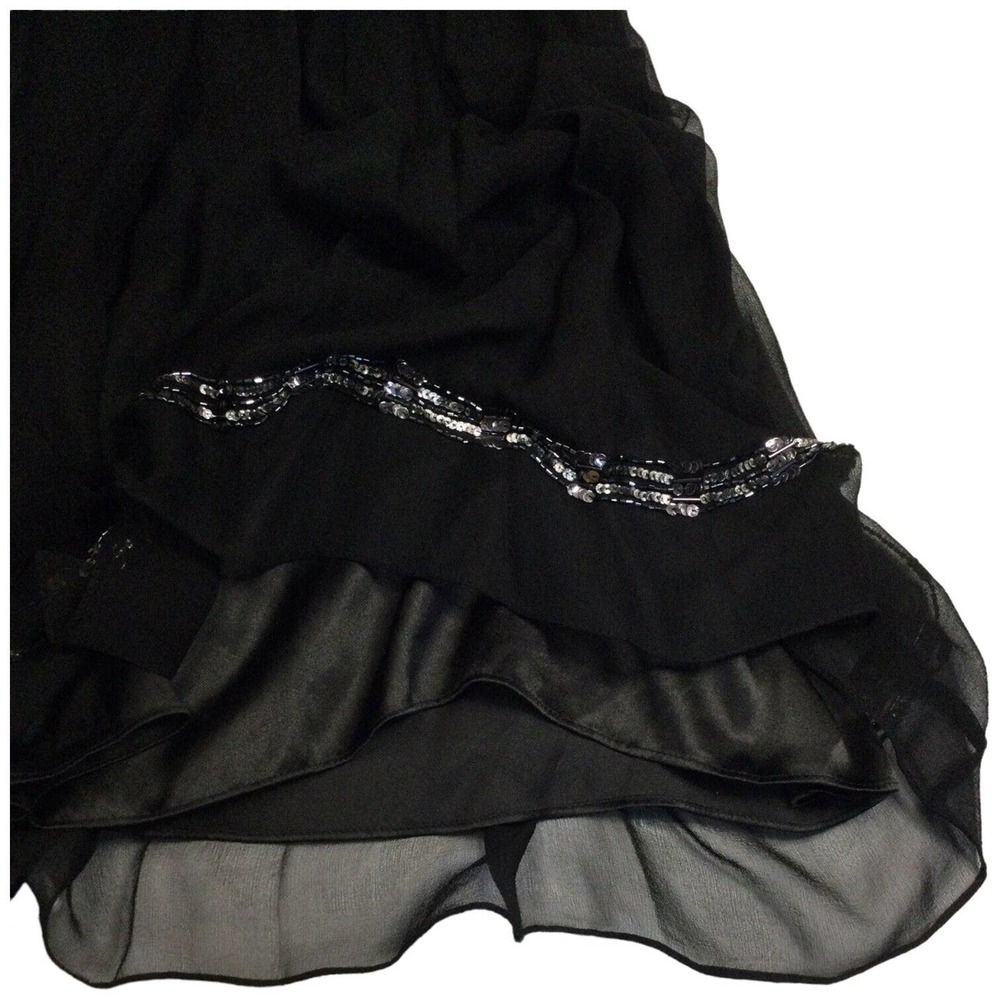 Adrianna Papell Evening Silk Beaded Sequined Sleeveless Cocktail Dress Black 6 - Picture 8 of 13